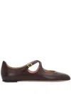 Bally Leather Ballerina Shoes In Brown