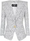 Balmain Tailored Script Print Blazer In Blue
