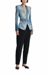 Balmain 1-button Belted Denim Jacket In Blue