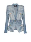 Balmain Stonewashed Cotton Denim Blazer In Blue