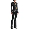 Balmain Belted 4 Pokets Fitted Lambskin Jacket Clothing In Black