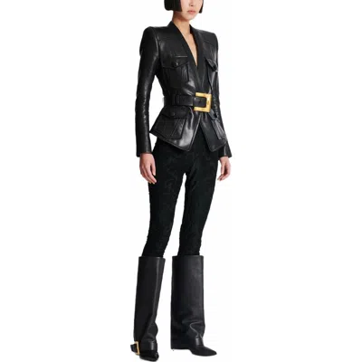 BALMAIN BALMAIN 1-BUTTON BELTED LEATHER JACKET