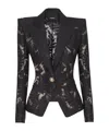 Balmain 1-button Fitted Lace Jacket In Black