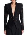 Balmain 1-button Fitted Lace Jacket In Black