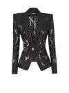 Balmain Lace-patterned Structured Jacket In Black