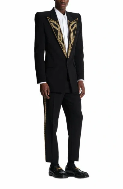 BALMAIN BALMAIN 1-BUTTON JACKET WITH EMBROIDERED COLLAR