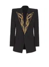 Balmain 1-button Jacket With Embroidered Collar In Black