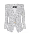 Balmain Tailored Script Print Blazer In Gray