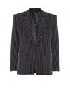 Balmain 1-button Wool Jacket With Crystal Stripes In Black