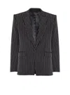 Balmain 1-button Wool Jacket With Crystal Stripes In Black