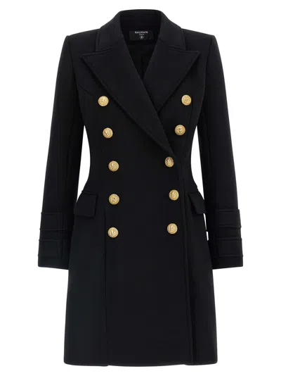 Balmain 10 Buttons Coat In Virgin Wool And Cashmere Women In Black