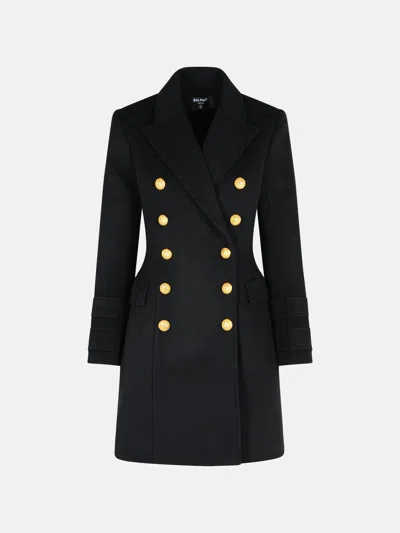 Balmain 10 Buttons Coat In Virgin Wool And Cashmere In Black