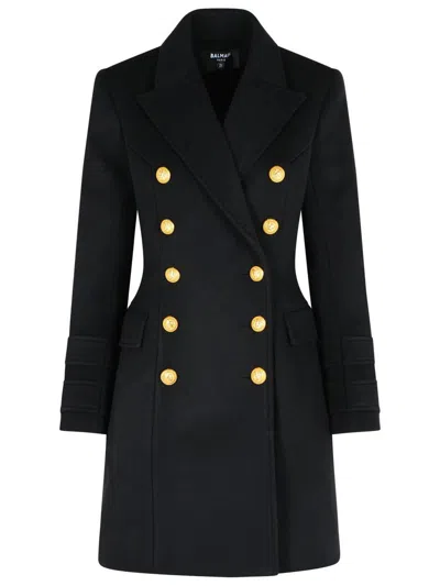 Balmain 10 Buttons Coat In Virgin Wool And Cashmere In Black