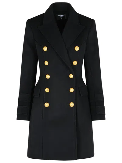 Balmain 10 Buttons Coat In Virgin Wool And Cashmere Women In Black