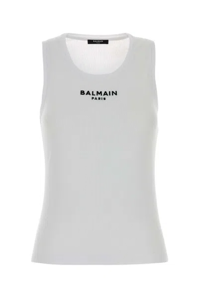 Balmain 100% Cotton Tank Top In White