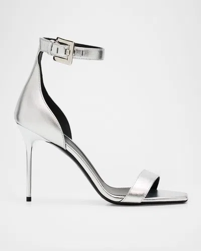 Balmain 100mm Anthem Metallic Leather Sandals In Silver