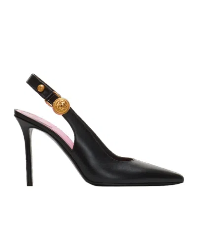 Balmain 100mm Leather Slingback Pumps In Black