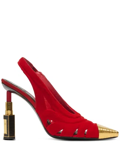Balmain 100mm Lipstick Pumps In Red