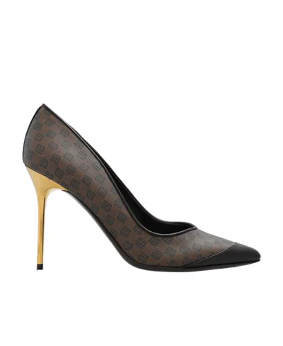 Balmain 100mm Monogram-pattern Leather Pumps In Black