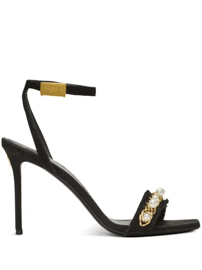 Balmain 110mm Suede Sandals In Black