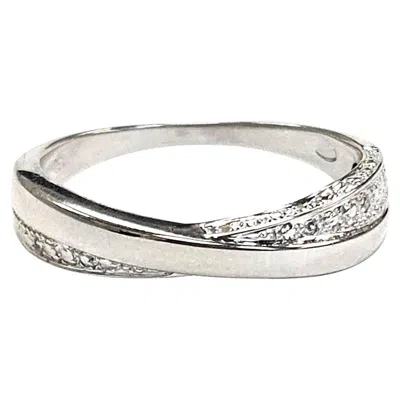 Pre-owned Balmain 18k White Gold Diamond Twist Band – Size 9 3.8g 0.02ct