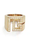 Balmain 18kt Yellow Gold Labyrinth Pb Diamond Pave Signet Ring In Gold