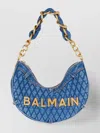 Balmain 1945 Denim Quilted Moon Bag In Blue
