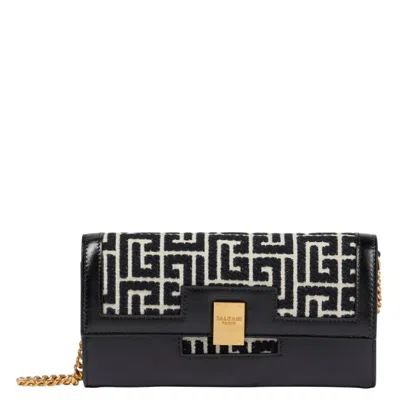 Balmain 1945 Jacquard Monogram Wallet In Black