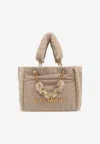 Balmain 1945 Labyrinth Jacquard Shoulder Bag In Beige