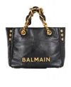 Balmain Women's 1945 Soft Tote Bag In Crackled Calfskin In Black