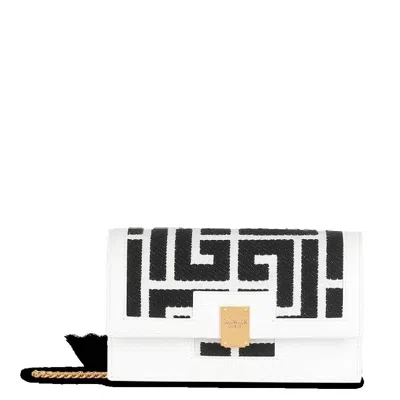 Balmain 1945 Monogram Jacquard Crossbody Bag In White
