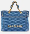 Balmain Blue 1945 Soft Diamond-quilted Denim Tote In Blue