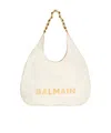 Balmain 1945 Hobo Bag In Monogram Crinkled Leather In White