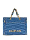 Balmain Blue 1945 Soft Diamond-quilted Denim Tote