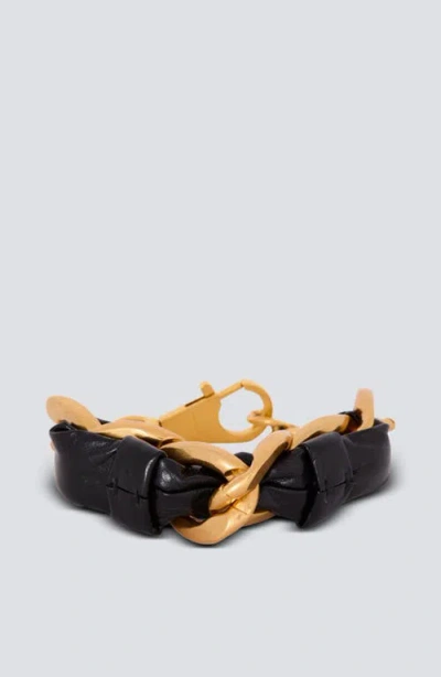 Balmain Soft Chain Leather Bracelet In Black