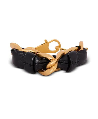BALMAIN 1945 SOFT CHAIN AND LEATHER BRACELET