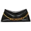 Balmain 1945 Soft Clutch In Crinkled Calfskin Leather In Black