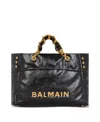Balmain 1945 Soft Crackled Leather Tote Bag In Black