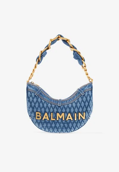 Balmain 1945 Soft Denim Moon Shoulder Bag