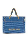 Balmain Blue 1945 Soft Diamond-quilted Denim Tote In Blue