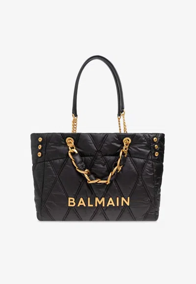 Balmain 1945 Soft Diamond Quilted Tote Bag In Black