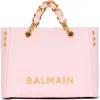 Balmain 1945 Soft Leather Tote Bag In 4ao Lightt Pink