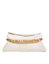 Balmain 1945 Soft Pochette In Wrinkled Calfskin In White