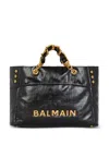 Balmain Women's 1945 Soft Tote Bag In Crackled Calfskin In 黑色