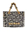 Balmain 1945 Soft Pb-monogrammed Jacquard Canvas Tote Bag In Black