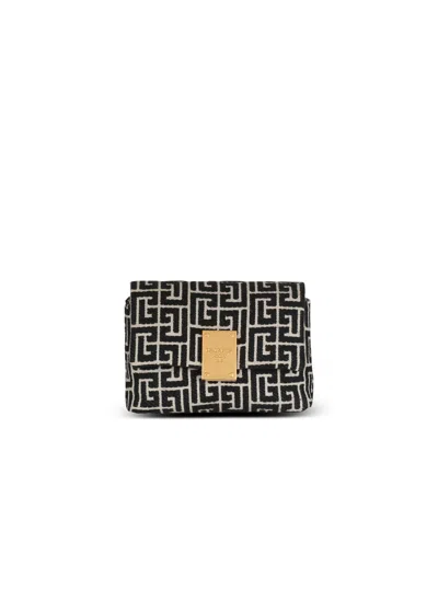 Balmain 1945 Soft Mini Bag With Jacquard Monogram In Black