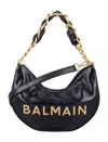 Balmain 1945 Moon Shoulder Bag In Pb Embossed Crinkle Leather