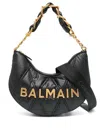 Balmain Women 1945 Soft Moon Bag-grid Quilted Nylon