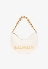 Balmain 1945 Soft Moon Calfskin Shoulder Bag In White