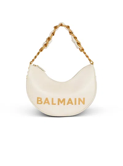 Balmain 1945 Soft Moon Crinkled Calfskin Leather Bag In Neutral